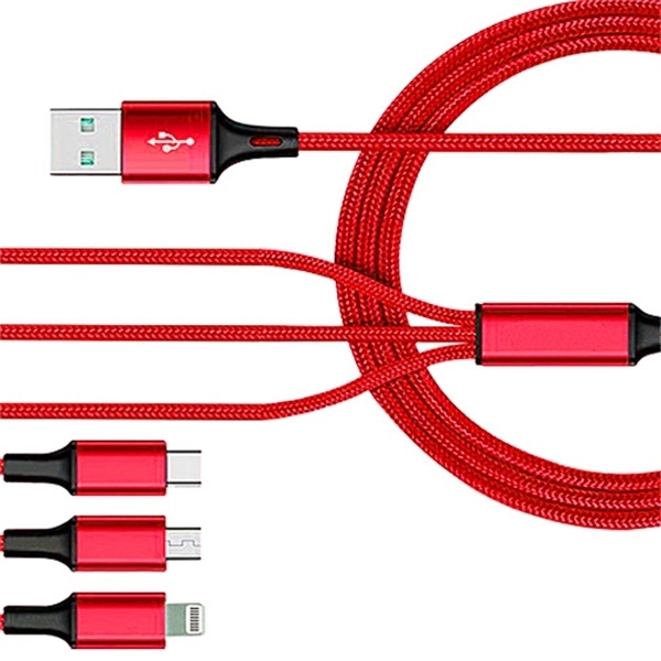 3 in 1 Weave USB Charging Cable - Image 4
