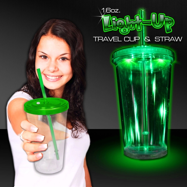 Light Up Travel Cup with Lid and Straw - Image 6