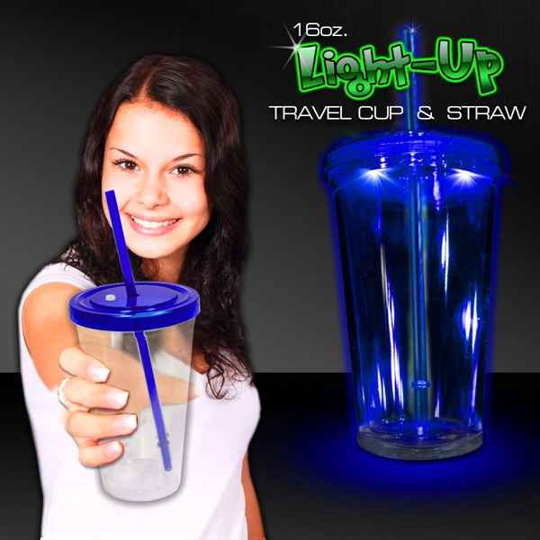 Light Up Travel Cup with Lid and Straw - Image 7