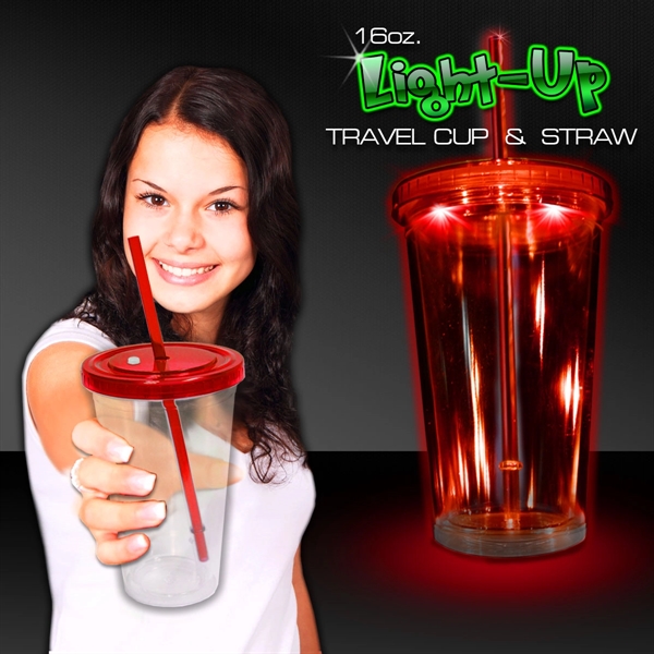 Light Up Travel Cup with Lid and Straw - Image 8