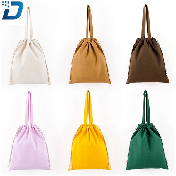 Canvas Shopping Tote Handbag Drawstring Bag - Image 2