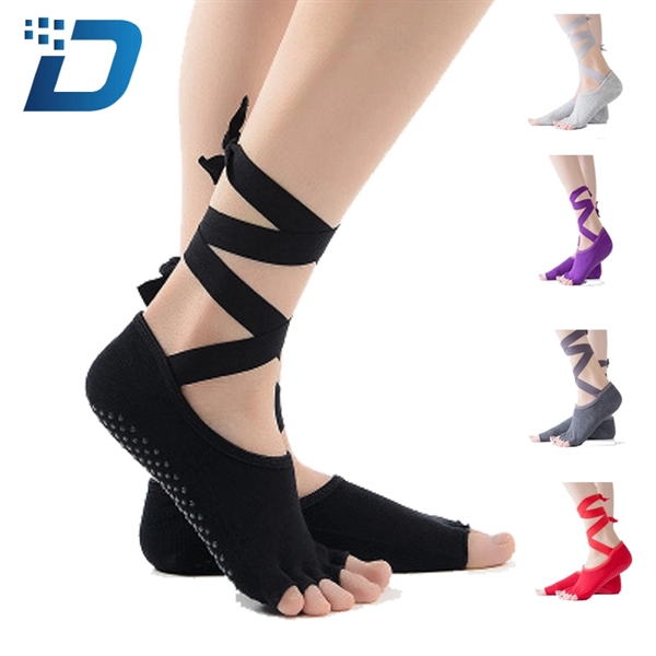 Cotton Yoga Socks With Straps - Image 1