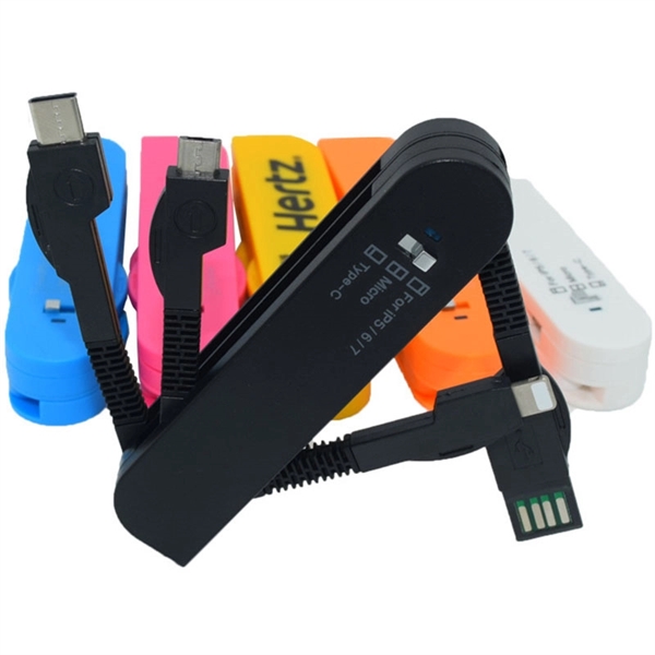3 in 1 Folding Saber Charging Cord Mobile Phone Data Line - Image 1