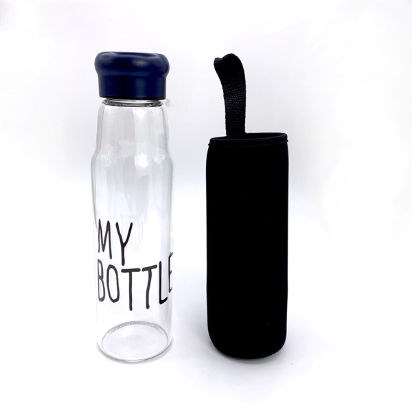 Glass water Bottle glassware with neoprene sleeve