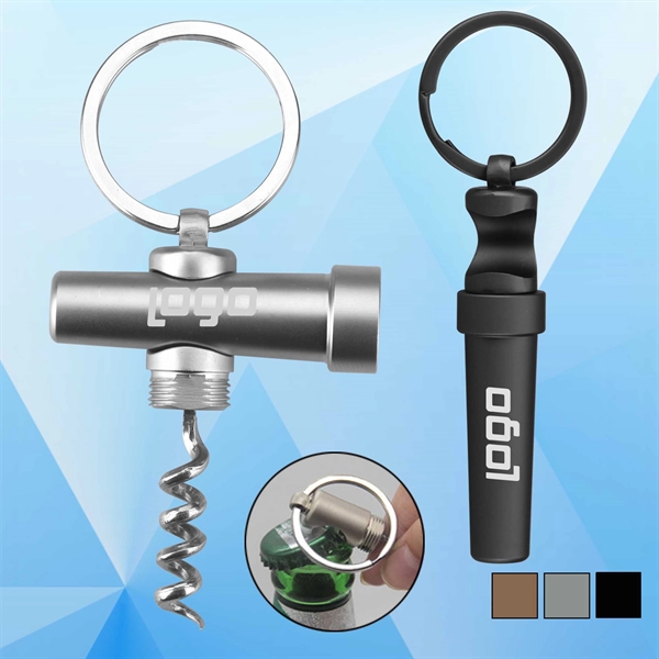 2 In 1 Multifunction Bottle And Wine Opener With Key Ring - Image 1