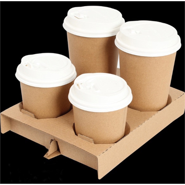 4 Packs Coffee Cup Kraft Carrier - Image 2