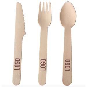 Brich Wooden  Fork  Knife Spoon Set 