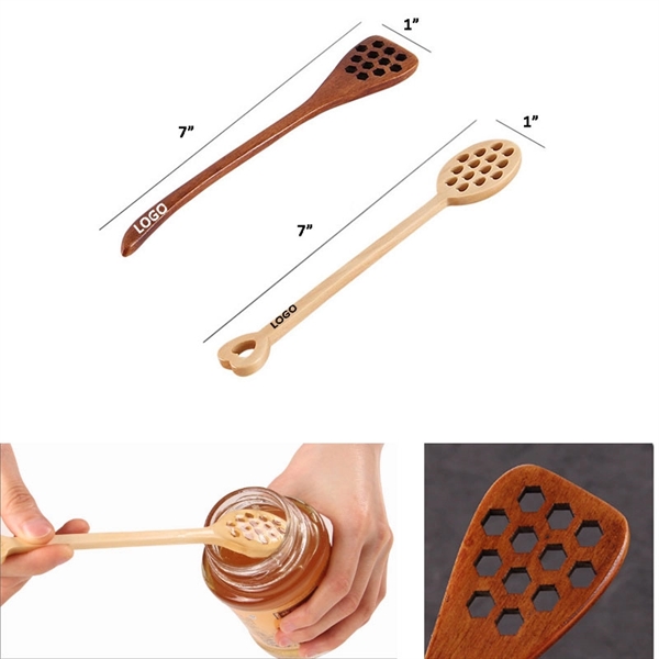 7" Wooden Honey Stick     - Image 1