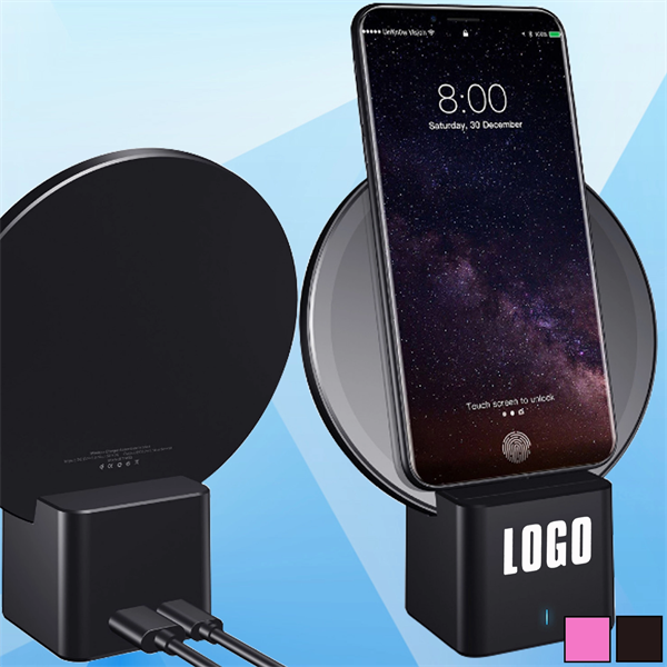 Round Wireless Charger Stand With Night Light - Image 1