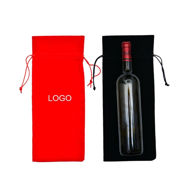Velvet Wine Drawstring Bag     - Image 1