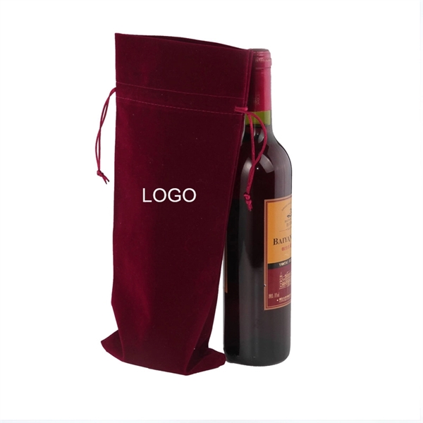 Velvet Wine Drawstring Bag     - Image 2