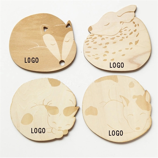 Cartoon Style Wooden Coasters - Image 1
