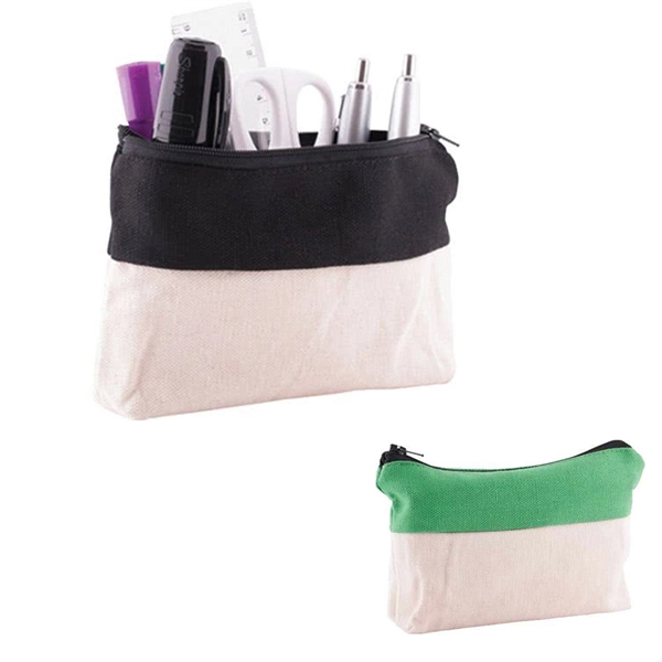 Two-Tone Zip Cotton Pouch - Image 2