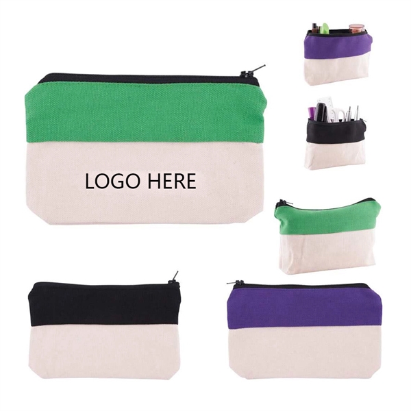 Two-Tone Zip Cotton Pouch - Image 3
