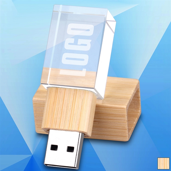 Wooden USB Flash Drive w/ Light