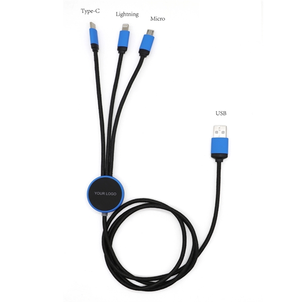 Multi 3 In 1 Light Up Phone Charging Nylon Braided Cable  - Image 4