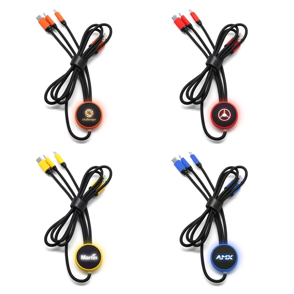 Multi 3 In 1 Light Up Phone Charging Nylon Braided Cable  - Image 5
