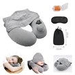 Flocking Inflatable Neck Pillow With Hoodie