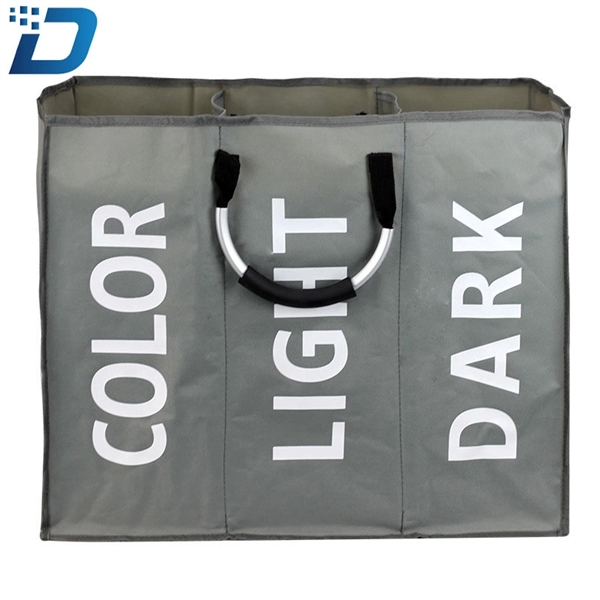 Three Compartment Laundry Bag With Aluminum Handle - Image 1