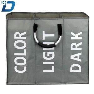 Three Compartment Laundry Bag With Aluminum Handle