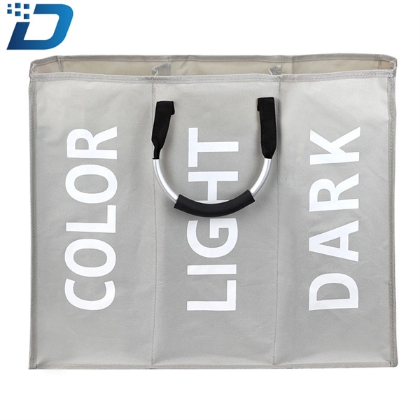Three Compartment Laundry Bag With Aluminum Handle - Image 2