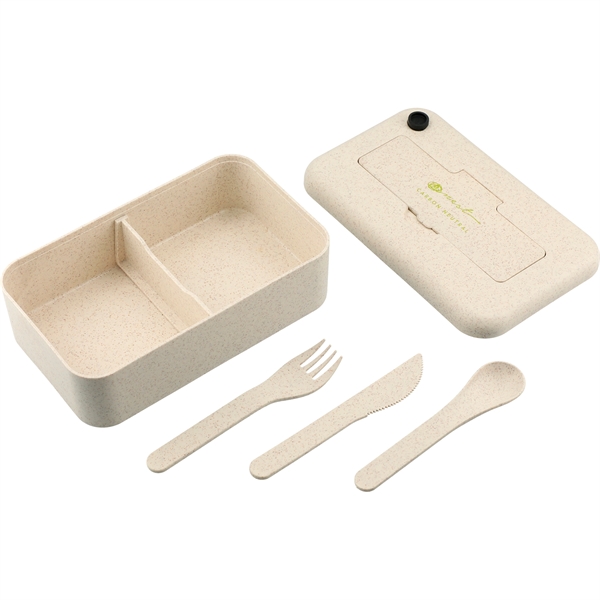 Bamboo Fiber Lunch Box with Utensil Pocket - Image 1