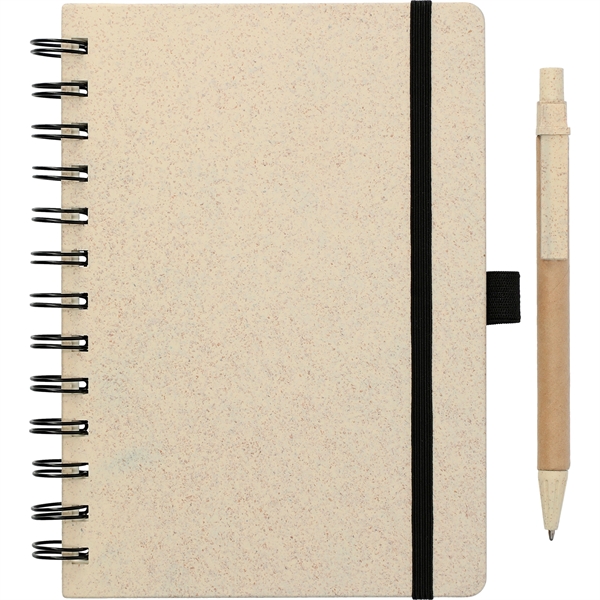 5" x 7" Wheat Straw Notebook With Pen - Image 5