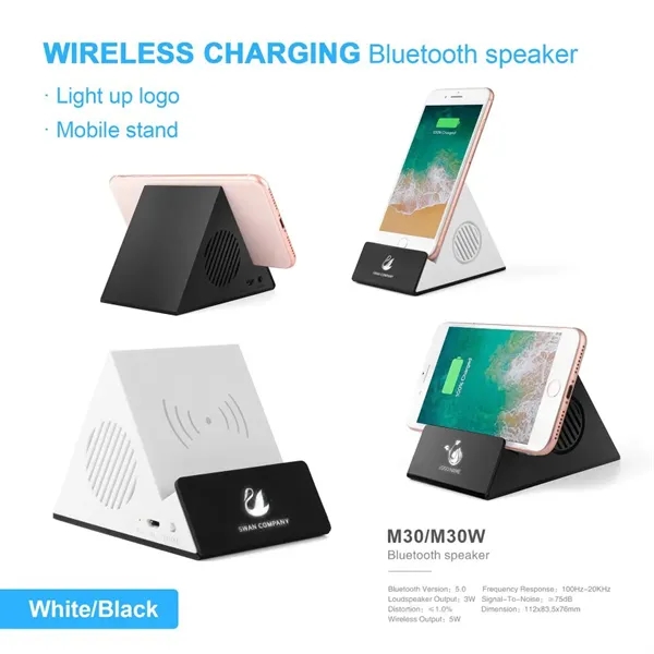 Wireless Charging Bluetooth Speaker With Light Up Logo - Image 1