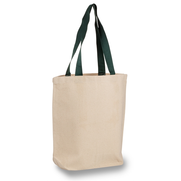 Classic Canvas Tote Bag w/ Colored Handles 15"W x 16" H x 4G - Image 2