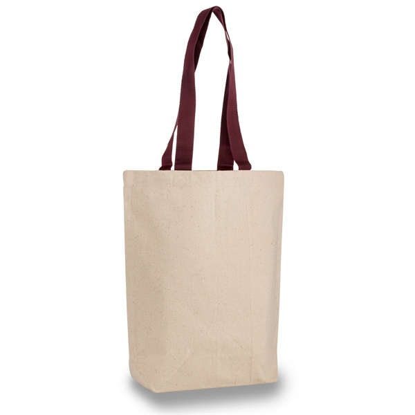 Classic Canvas Tote Bag w/ Colored Handles 15"W x 16" H x 4G - Image 3