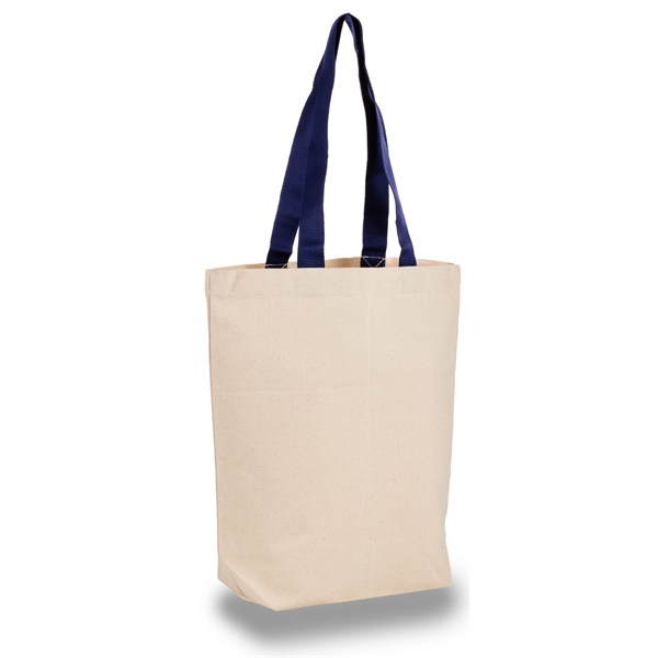 Classic Canvas Tote Bag w/ Colored Handles 15"W x 16" H x 4G - Image 4