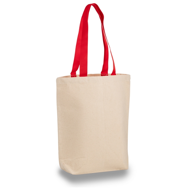 Classic Canvas Tote Bag w/ Colored Handles 15"W x 16" H x 4G - Image 5