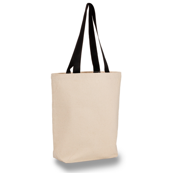 Classic Canvas Tote Bag w/ Colored Handles 15"W x 16" H x 4G - Image 6