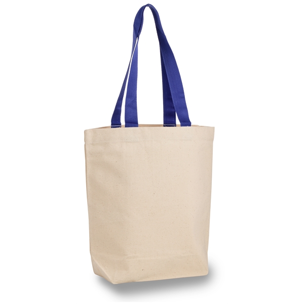 Classic Canvas Tote Bag w/ Colored Handles 15"W x 16" H x 4G - Image 7