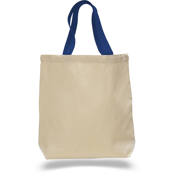 12 oz. Promotional Canvas Tote Bag w/ Nylon Web Handles - Image 2