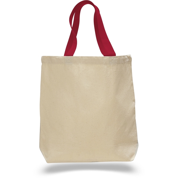 12 oz. Promotional Canvas Tote Bag w/ Nylon Web Handles - Image 3