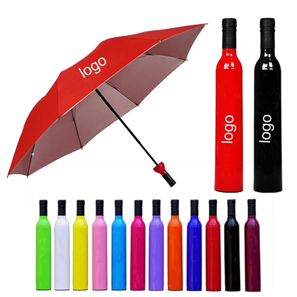 Creative Manual 8-bone Tri-fold Wine Bottle Umbrella - Image 1