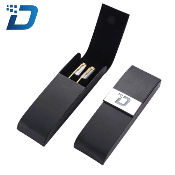 Clamshell Leather Pair Pen Box - Image 1