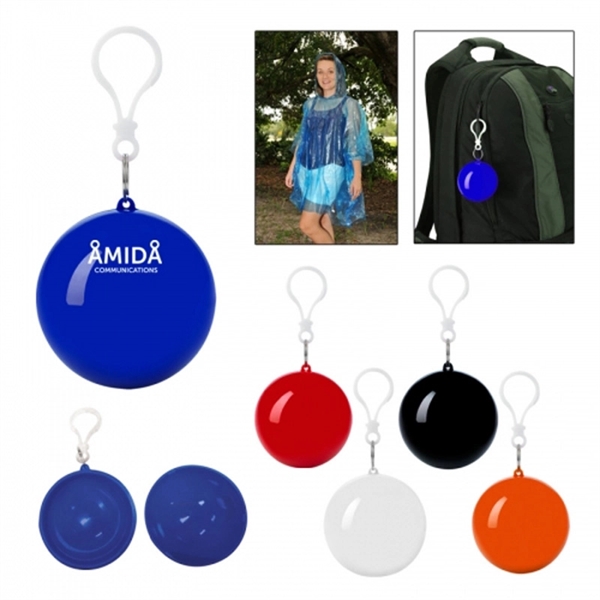 Disposable Rain Poncho In ball With Keychain - Image 5