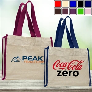Convention Canvas Tote Bags w/ Colored Trims & 24" Handles