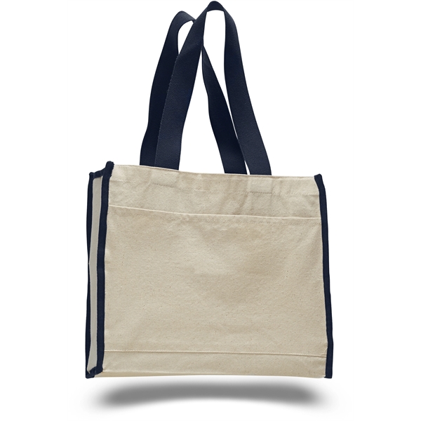 Convention Canvas Tote Bags w/ Colored Trims & 24" Handles - Image 2