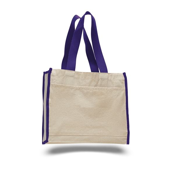Convention Canvas Tote Bags w/ Colored Trims & 24" Handles - Image 3