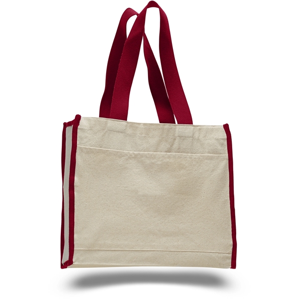 Convention Canvas Tote Bags w/ Colored Trims & 24" Handles - Image 4