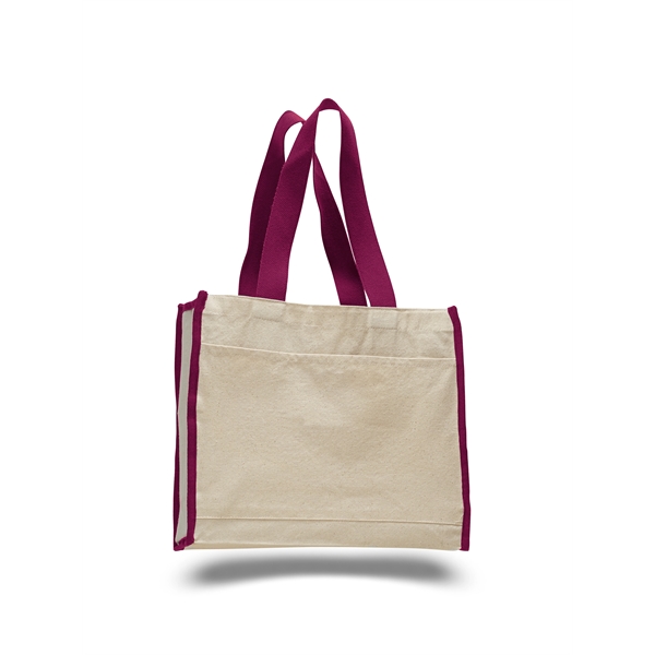 Convention Canvas Tote Bags w/ Colored Trims & 24" Handles - Image 7