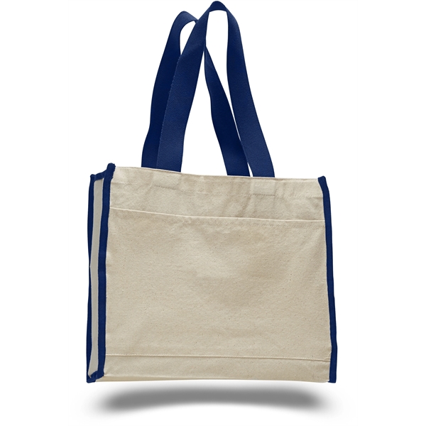 Convention Canvas Tote Bags w/ Colored Trims & 24" Handles - Image 8