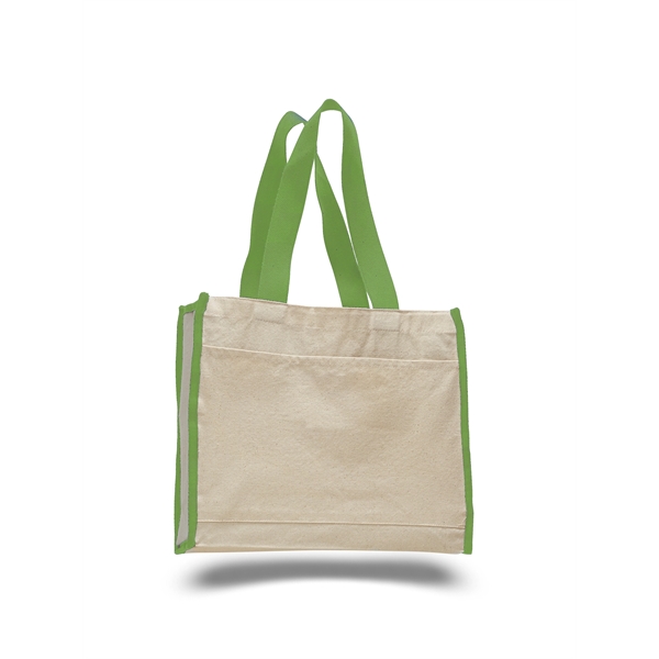 Convention Canvas Tote Bags w/ Colored Trims & 24" Handles - Image 9