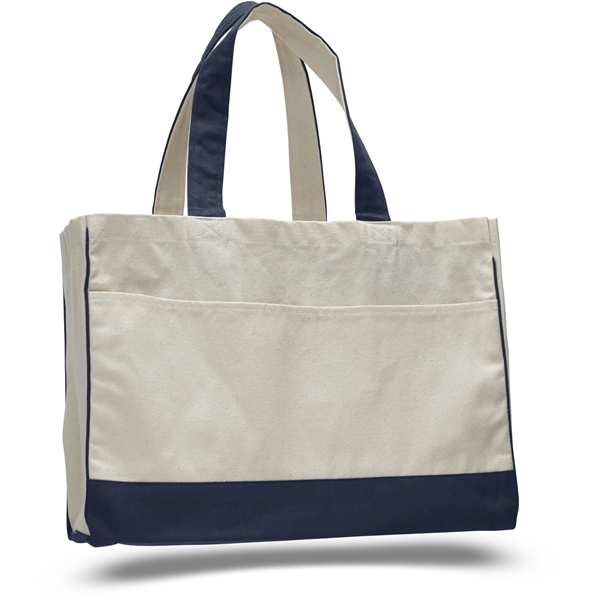 Urban Two-Tone Canvas Tote Bag w/ Interior Zipper Pocket - Image 2