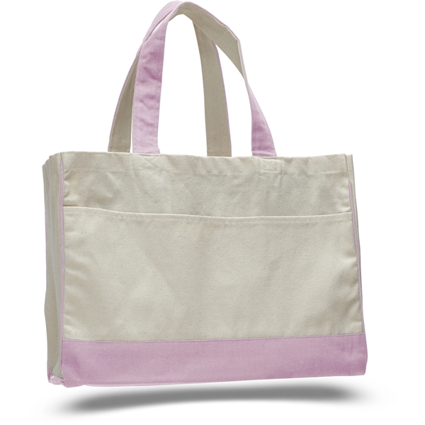 Urban Two-Tone Canvas Tote Bag w/ Interior Zipper Pocket - Image 3