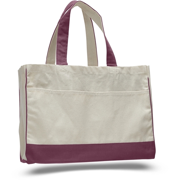 Urban Two-Tone Canvas Tote Bag w/ Interior Zipper Pocket - Image 4