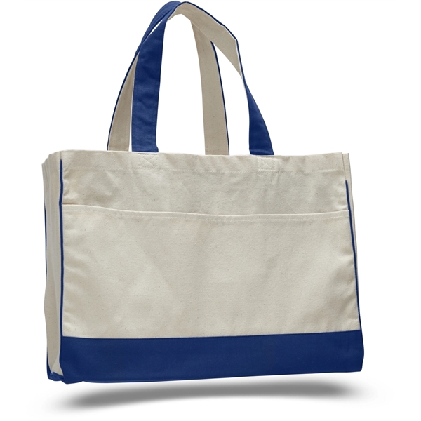 Urban Two-Tone Canvas Tote Bag w/ Interior Zipper Pocket - Image 6